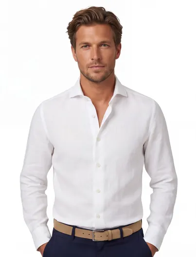 Cavallaro Witte slim fit overhemd Cavallaro Ferentino wide collar ml7