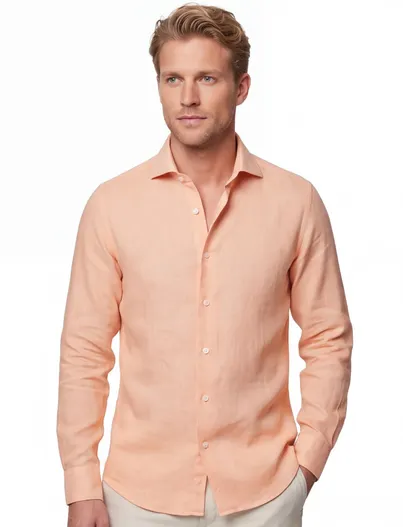 Cavallaro Overhemd slim fit Cavallaro Ferentino 100% linnen oranje