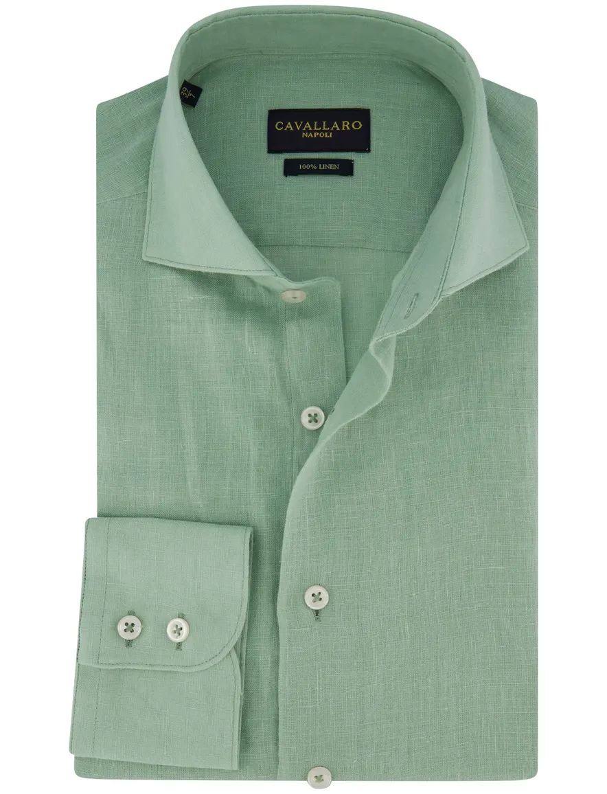 Cavallaro mouwlengte 7 overhemd linnen groen