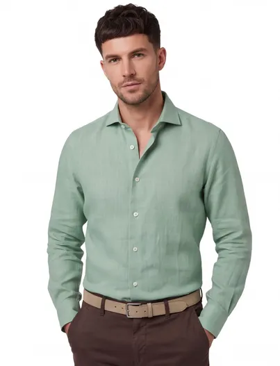 Cavallaro Groene overhemd Cavallaro Ferentino witte knopen wide collar