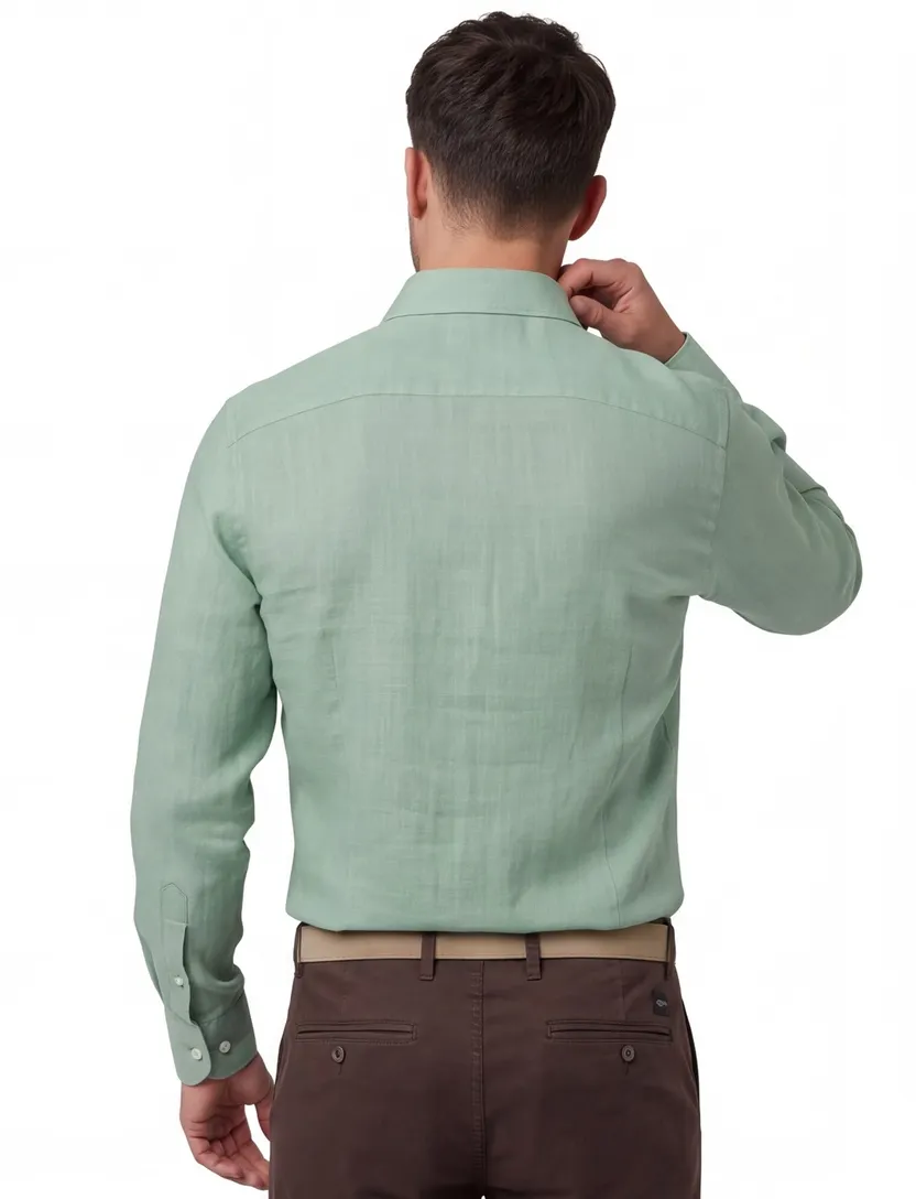 Groene overhemd Cavallaro Ferentino witte knopen wide collar