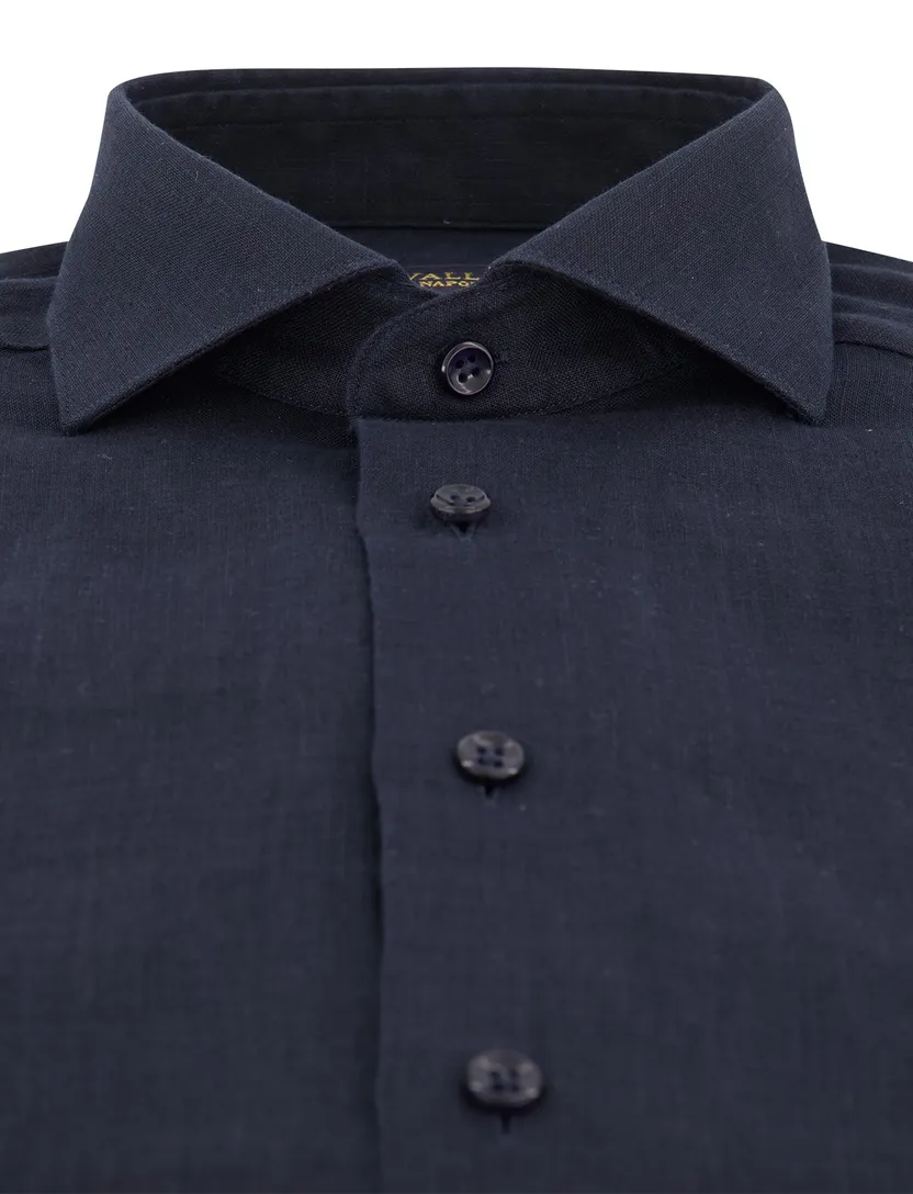 Overhemd cavallaro donkerblauw linnen slim fit ml7