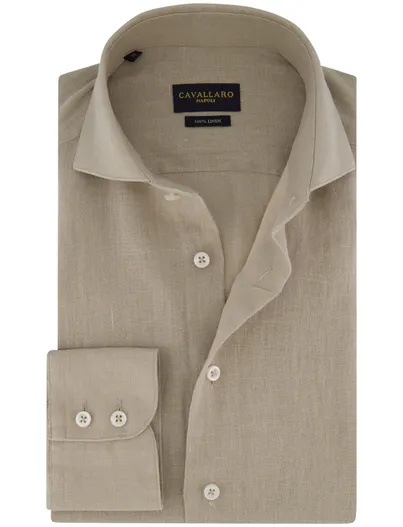 Cavallaro Cavallaro overhemd Ferentino beige gemeleerd