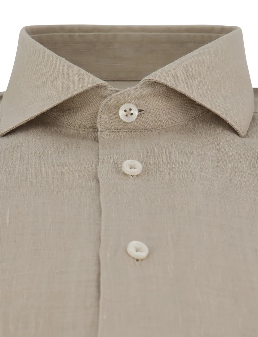 Overhemd Cavallaro beige gemeleerd Ferentino slim fit