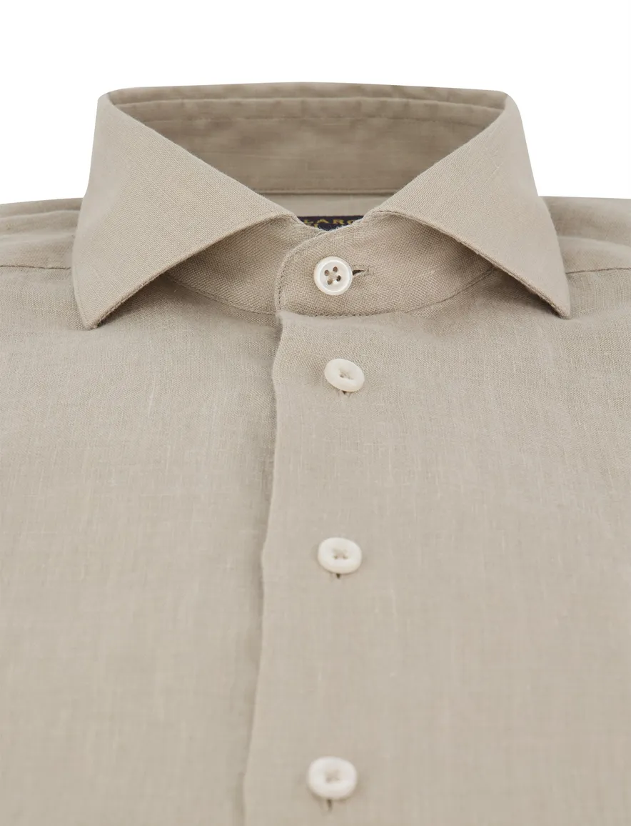 Linnen beige overhemd Cavallaro mouwlengte 7