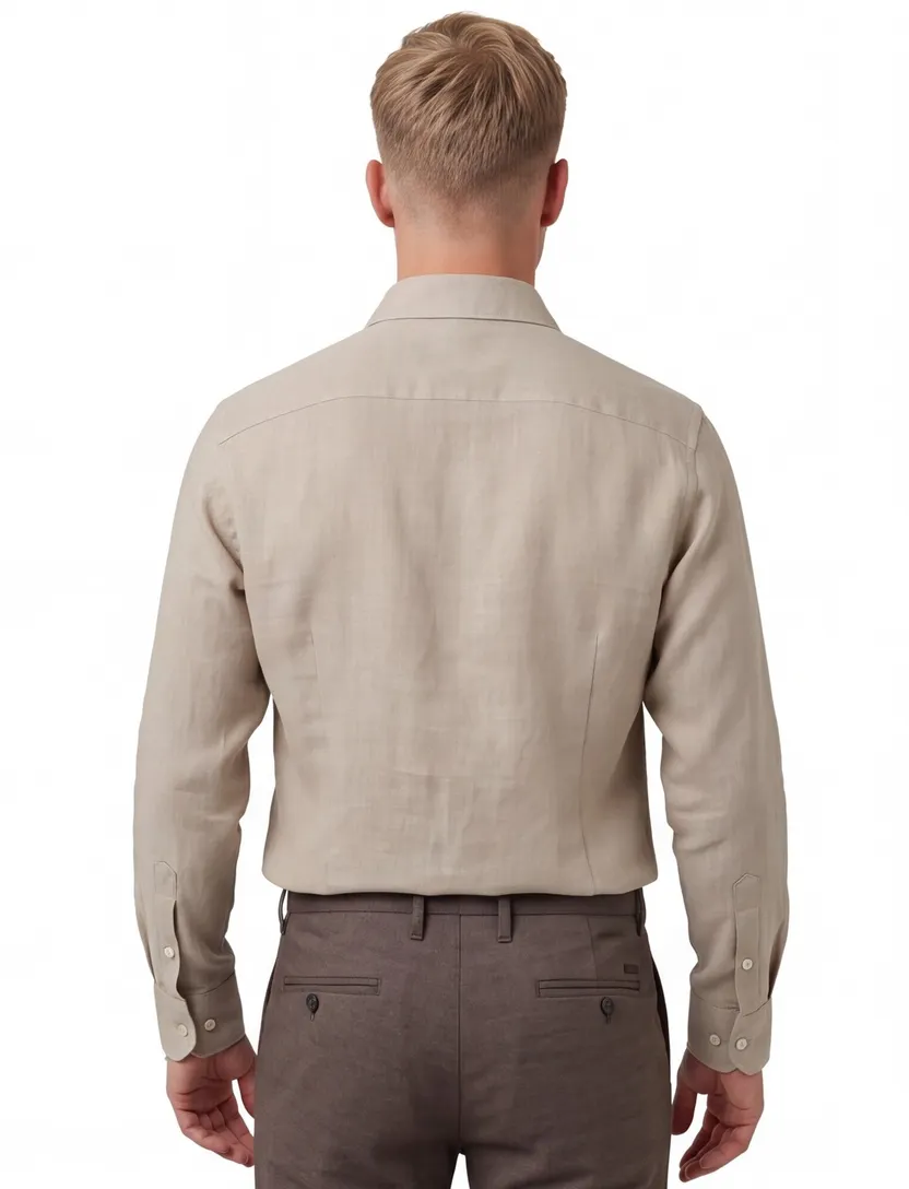 Overhemd cavallaro beige ml7 slim fit wide spread boord-