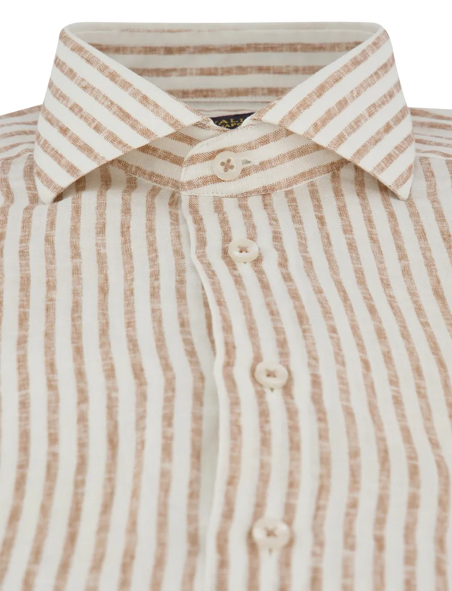 Cavallaro overhemd oranje gestreept wide spread boord