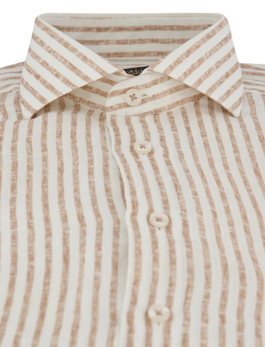 Cavallaro Tarente Overhemd beige linnen mouwlengte 7