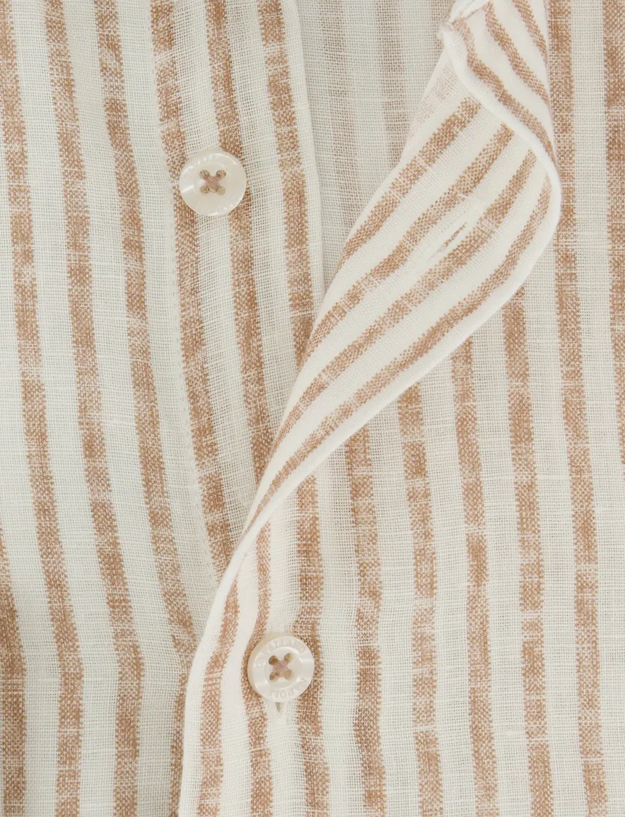 Cavallaro Tarente Overhemd beige linnen mouwlengte 7