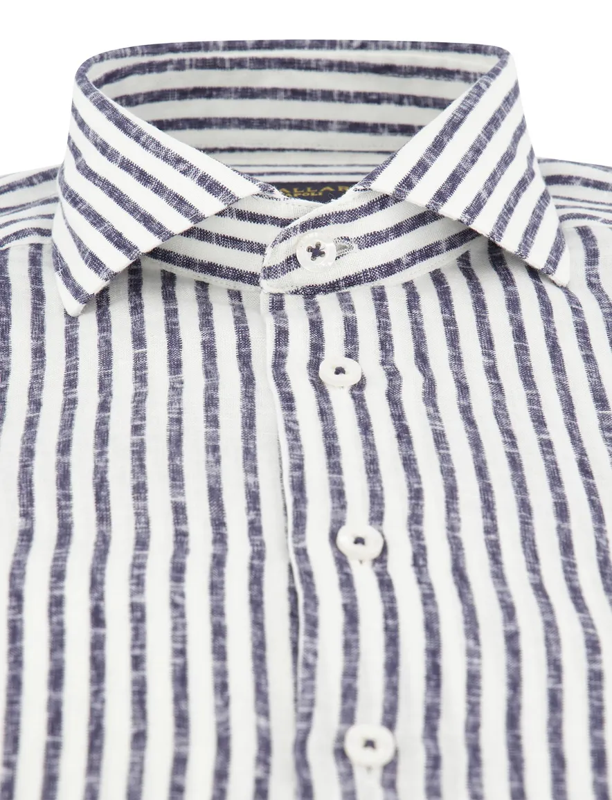 Donkerblauw strepen overhemd Cavallaro slim fit ml7