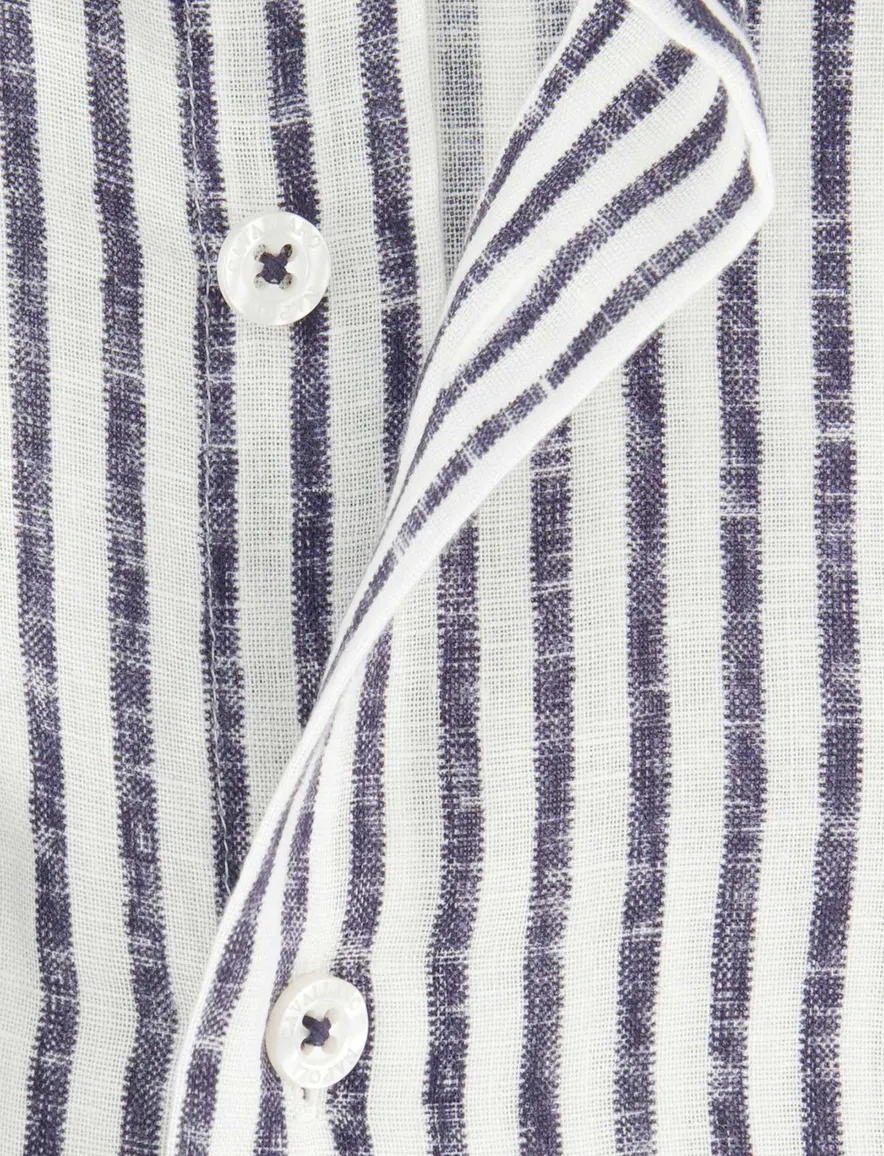 Donkerblauw strepen overhemd Cavallaro slim fit ml7
