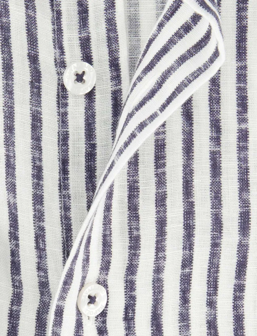 Overhemd slim fit Cavallaro donkerblauw gestreept mouwlengte 7