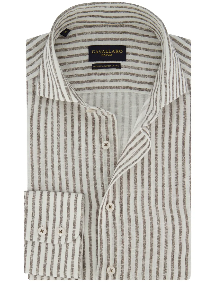 Cavallaro overhemd Ferentino beige gestreept