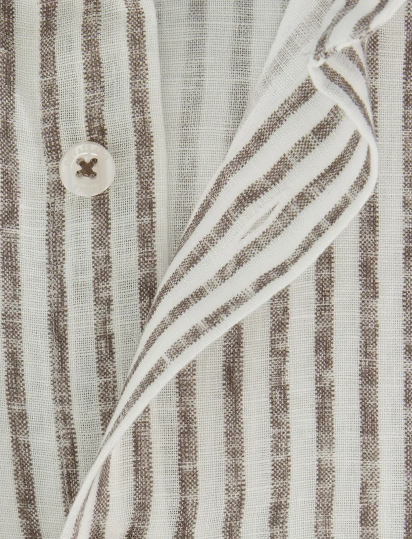 Overhemd Cavallaro beige gestreept Ferentino slim fit