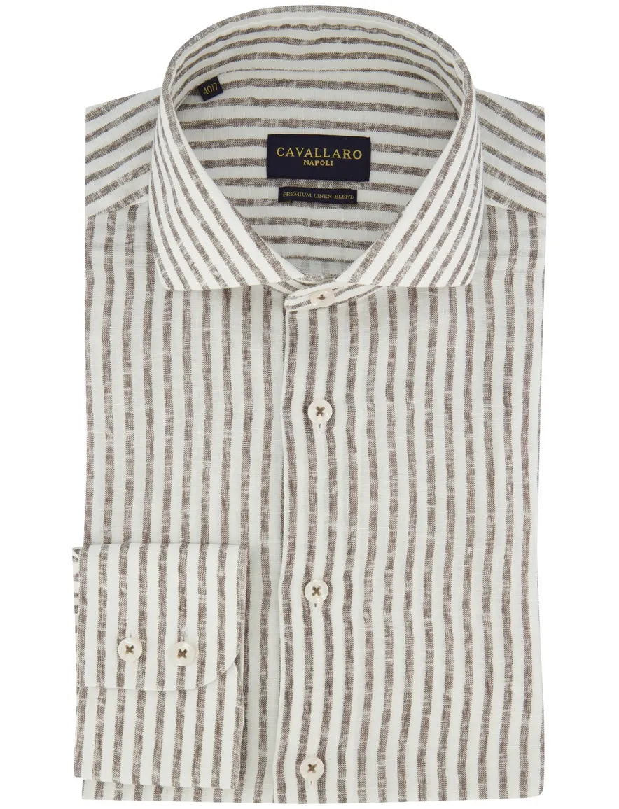 Cavallaro Tarente Overhemd bruin mouwlengte 7