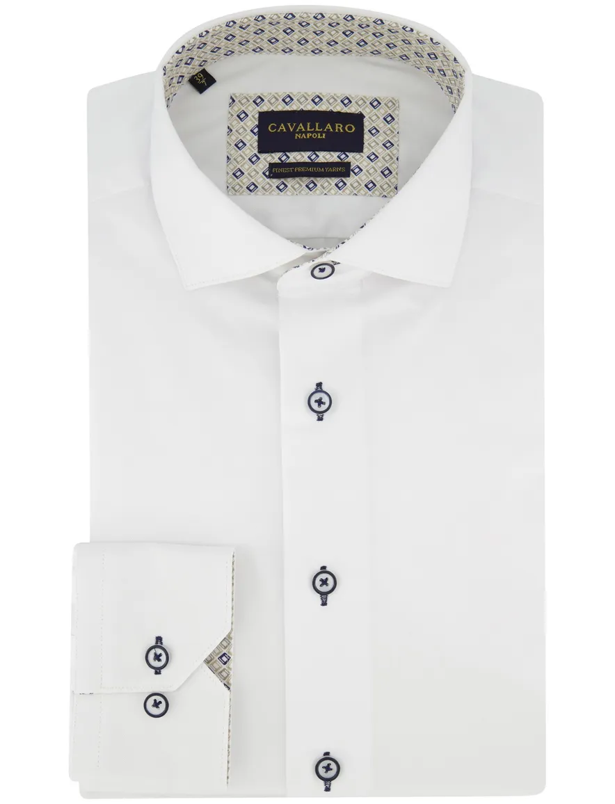 Overhemd slim fit Cavallaro Fiuggi mouwlengte 7 wit 100% katoen