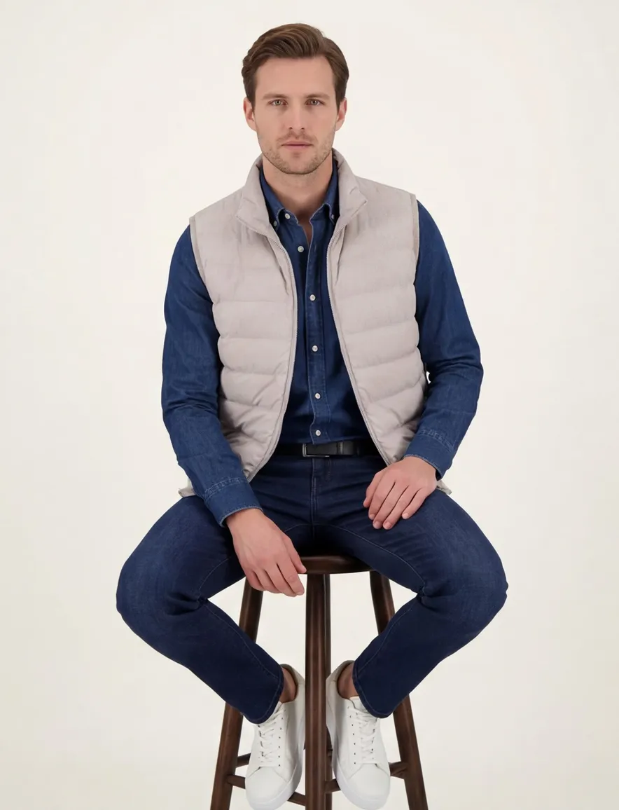 witte bodywarmer Cavallaro normale fit rits