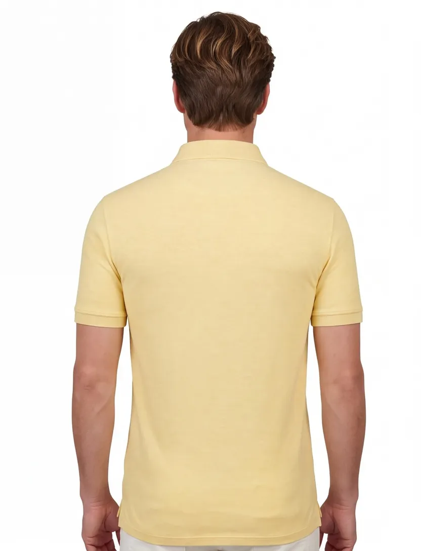 Goloshirt Cavallaro Bavone geel normale fit korte mouw knoopjes
