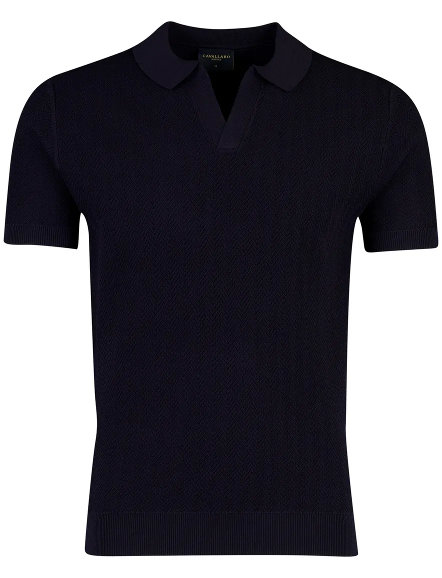 Cavallaro Mironi polo donkerblauw knitted