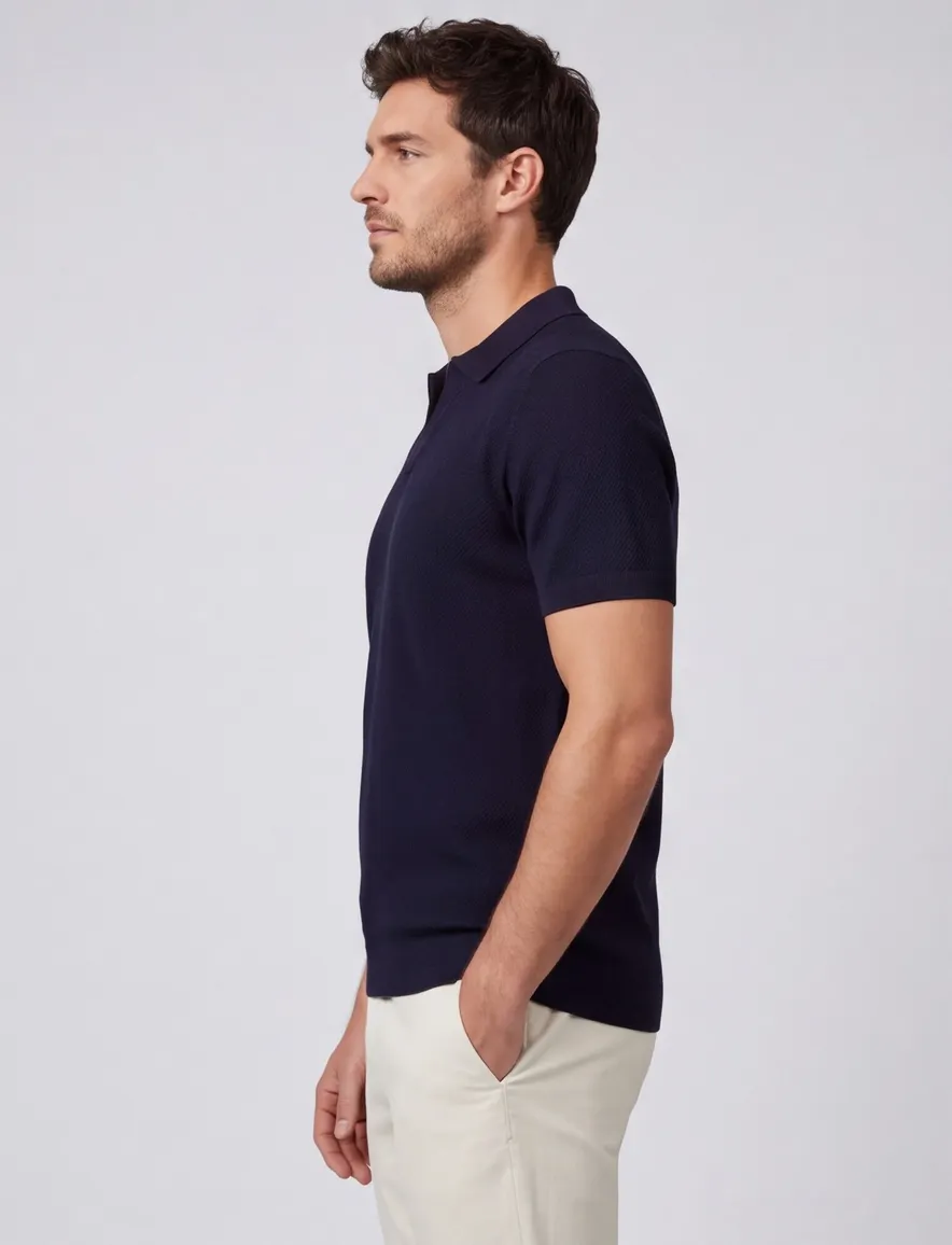Cavallaro Mironi polo donkerblauw knitted