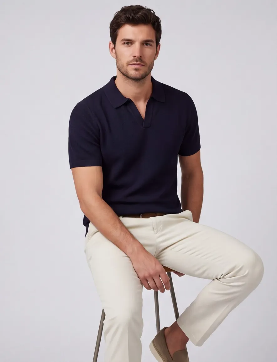 Cavallaro Mironi polo donkerblauw knitted