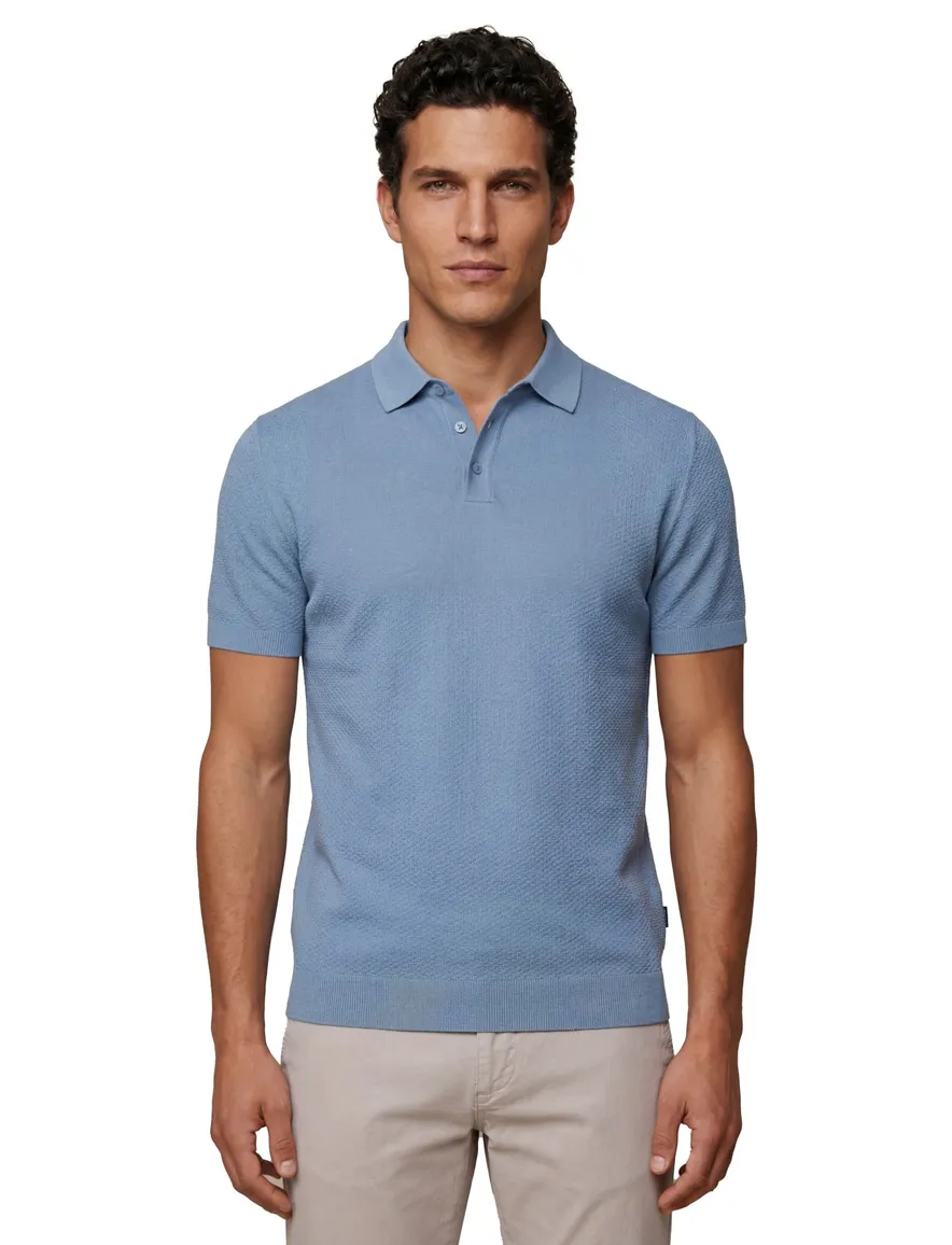Cavallaro Milanio Polo blauw structuur