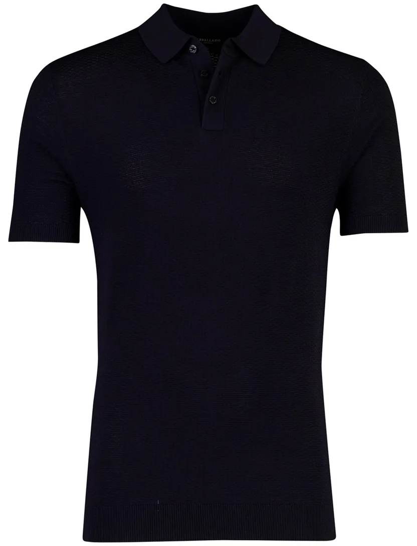 Polo korte mouw Cavallaro Milanio navy 3 knoop