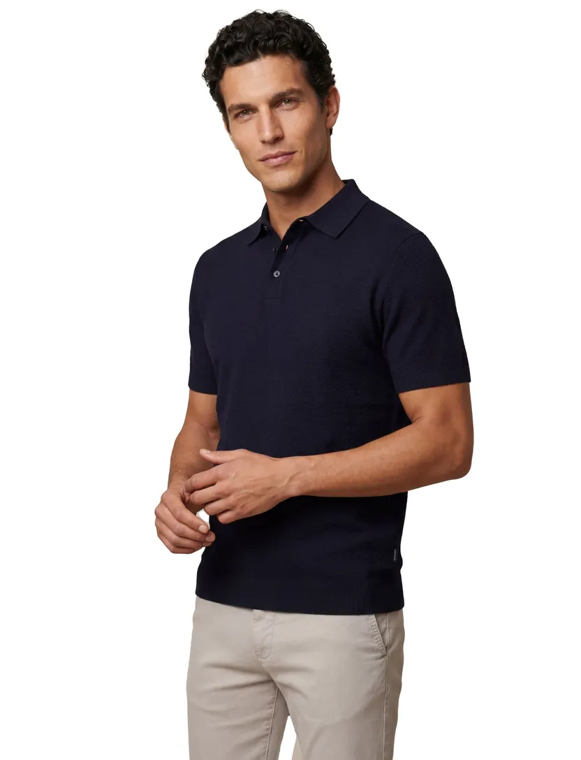 Polo korte mouw Cavallaro Milanio navy 3 knoop