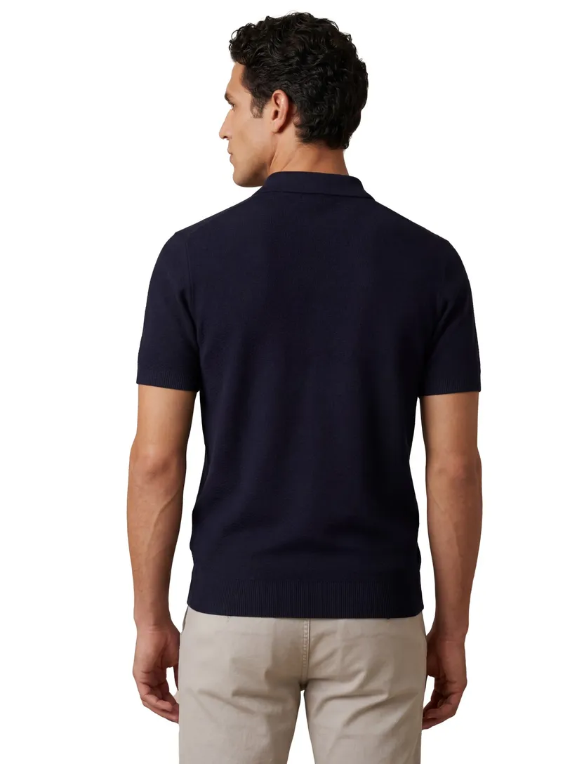 Polo korte mouw Cavallaro Milanio navy 3 knoop