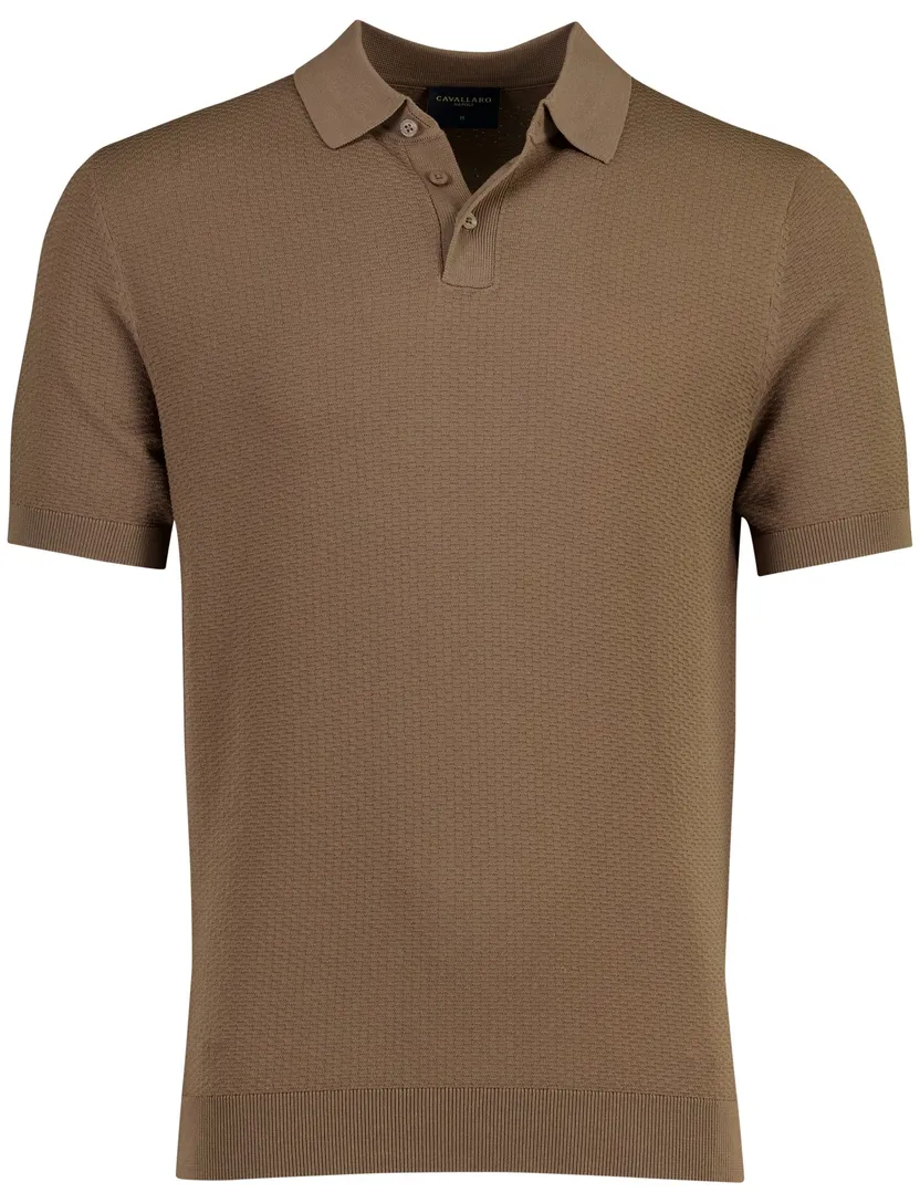 Bruine poloshirt Cavallaro effen