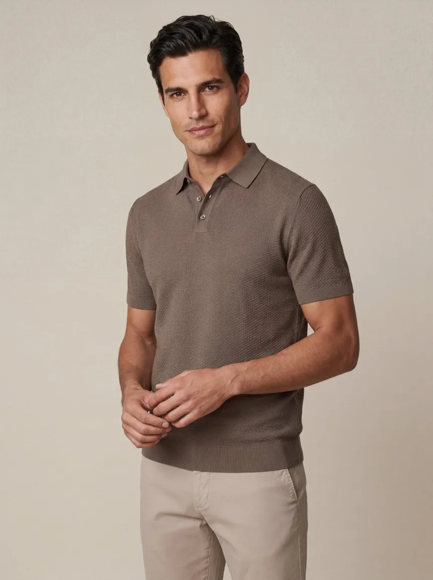Poloshirt Cavallaro bruin effen
