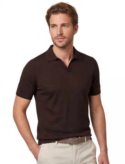 Cavallaro Polo v-hals Cavallaro napoli bruin slim fit