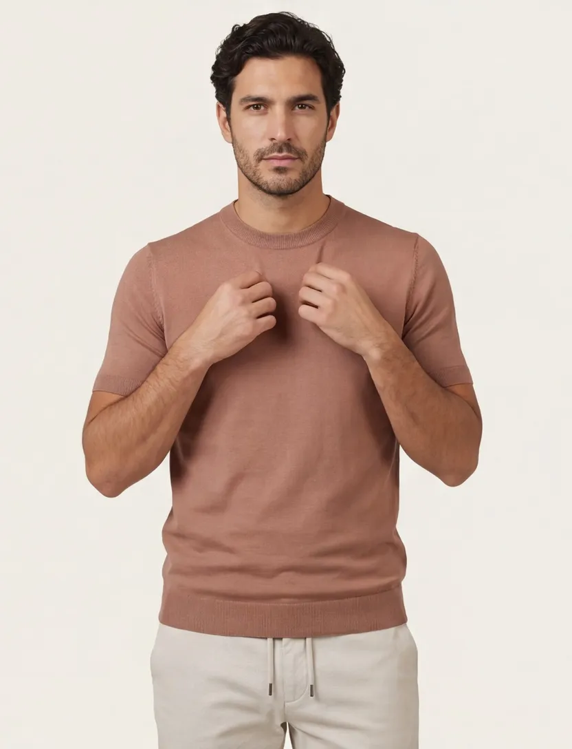 T-shirt Cavallaro Milo Tee slim fit ronde hals oranje