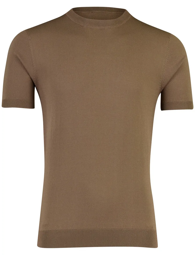 Bruine T-shirt ronde hals Cavallaro viscose