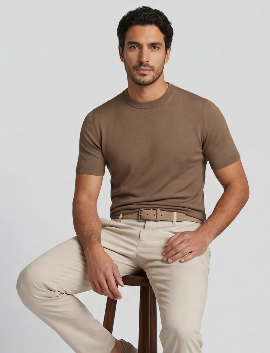 T-shirt Cavallaro ronde hals bruin viscose