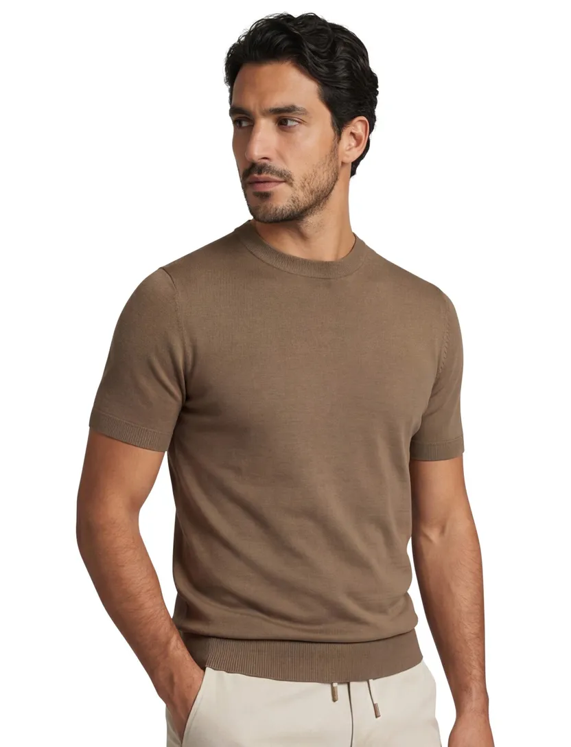 Bruine T-shirt ronde hals Cavallaro viscose