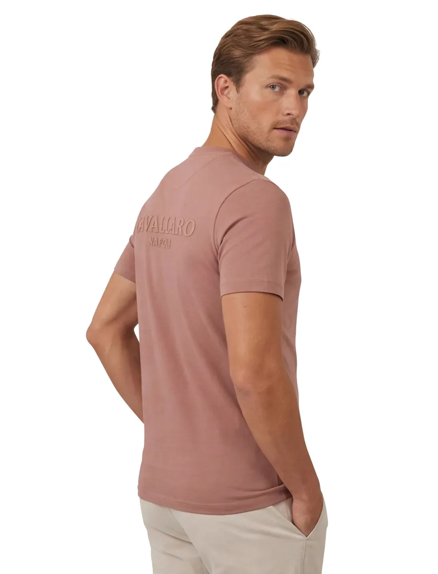 Ronde hals Cavallaro Napoli Bari Tee met opdruk creme roze