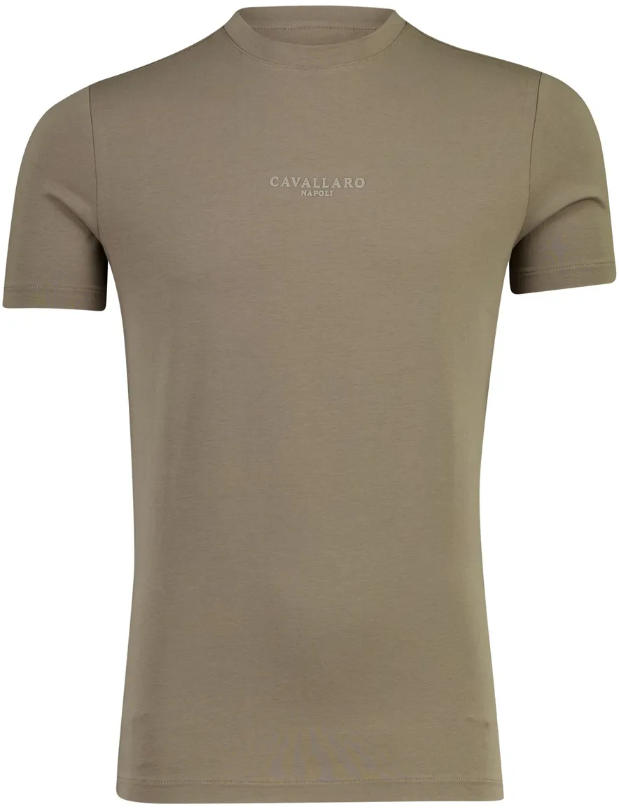 T-shirt Cavallaro Bari Tee ronde hals bruin katoen