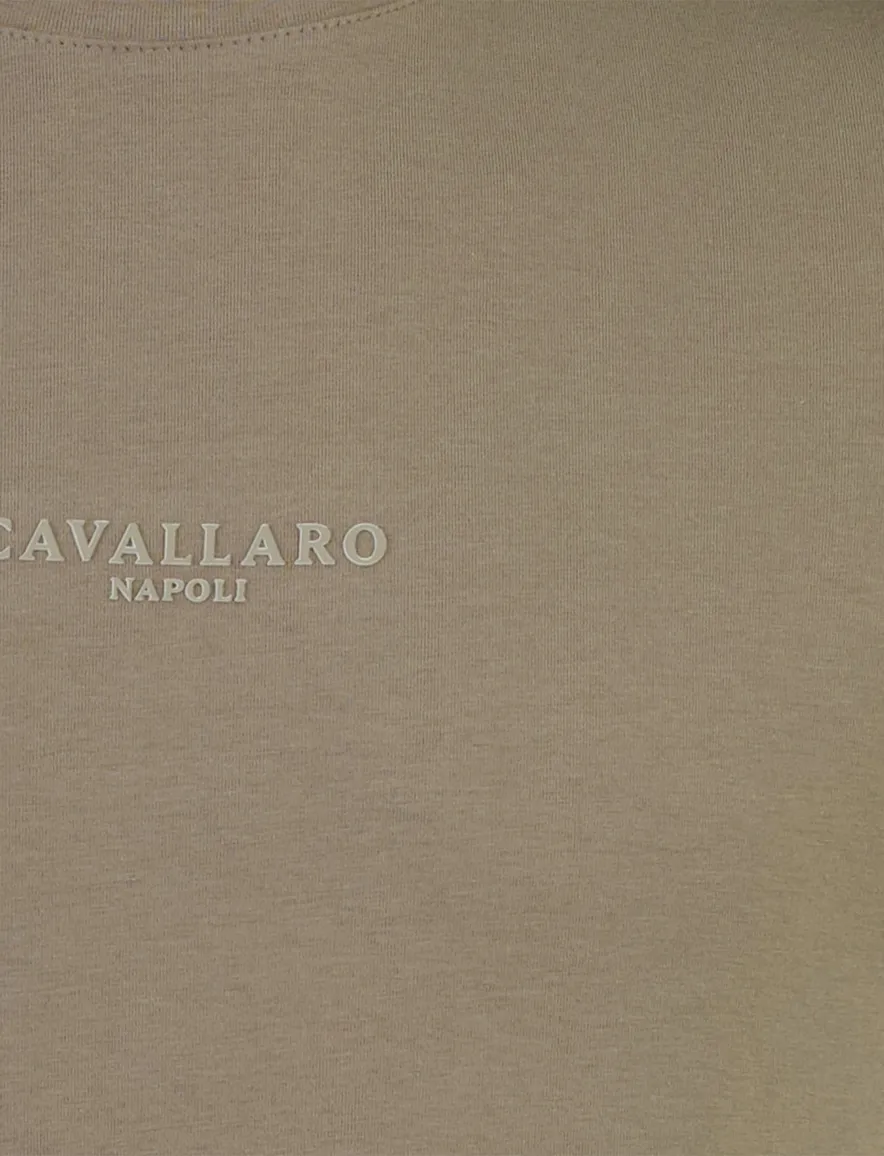 T-shirt Cavallaro Bari Tee ronde hals bruin katoen