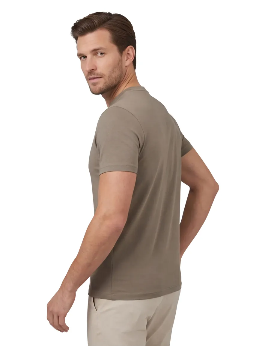 T-shirt Cavallaro Bari Tee ronde hals bruin katoen