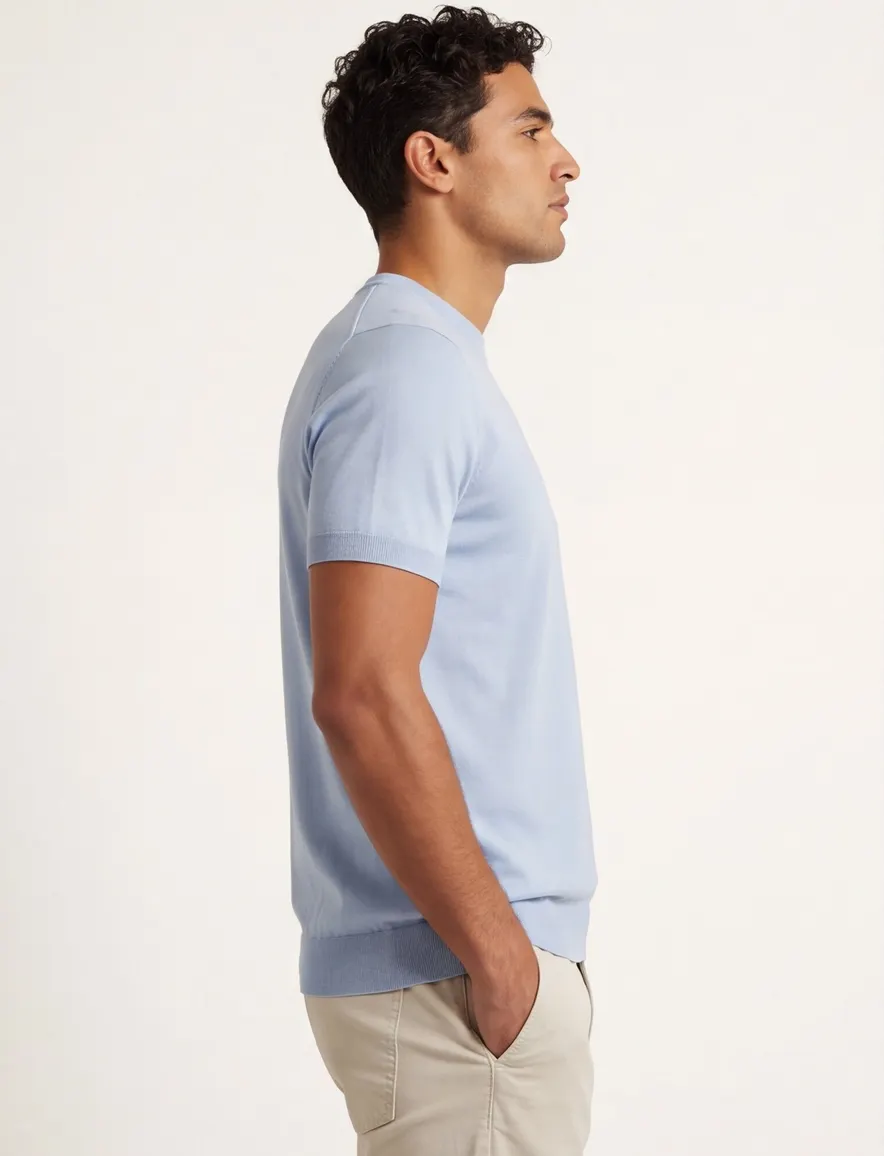 Cavallaro T-shirt lichtblauw effen met boord