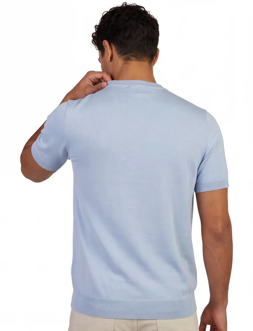 Cavallaro T-shirt lichtblauw effen met boord