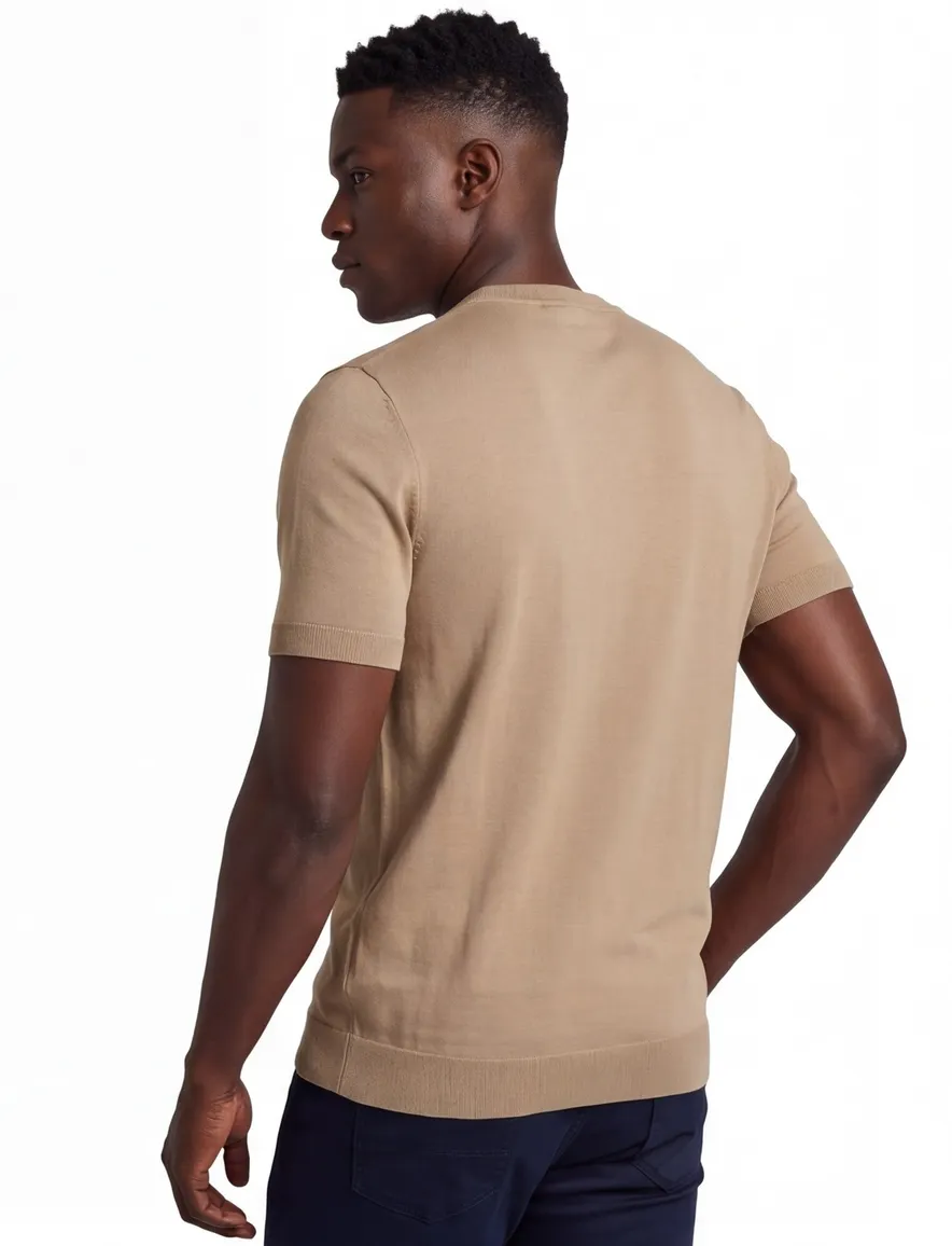 Cavallaro T-shirt beige Zalacio met boord