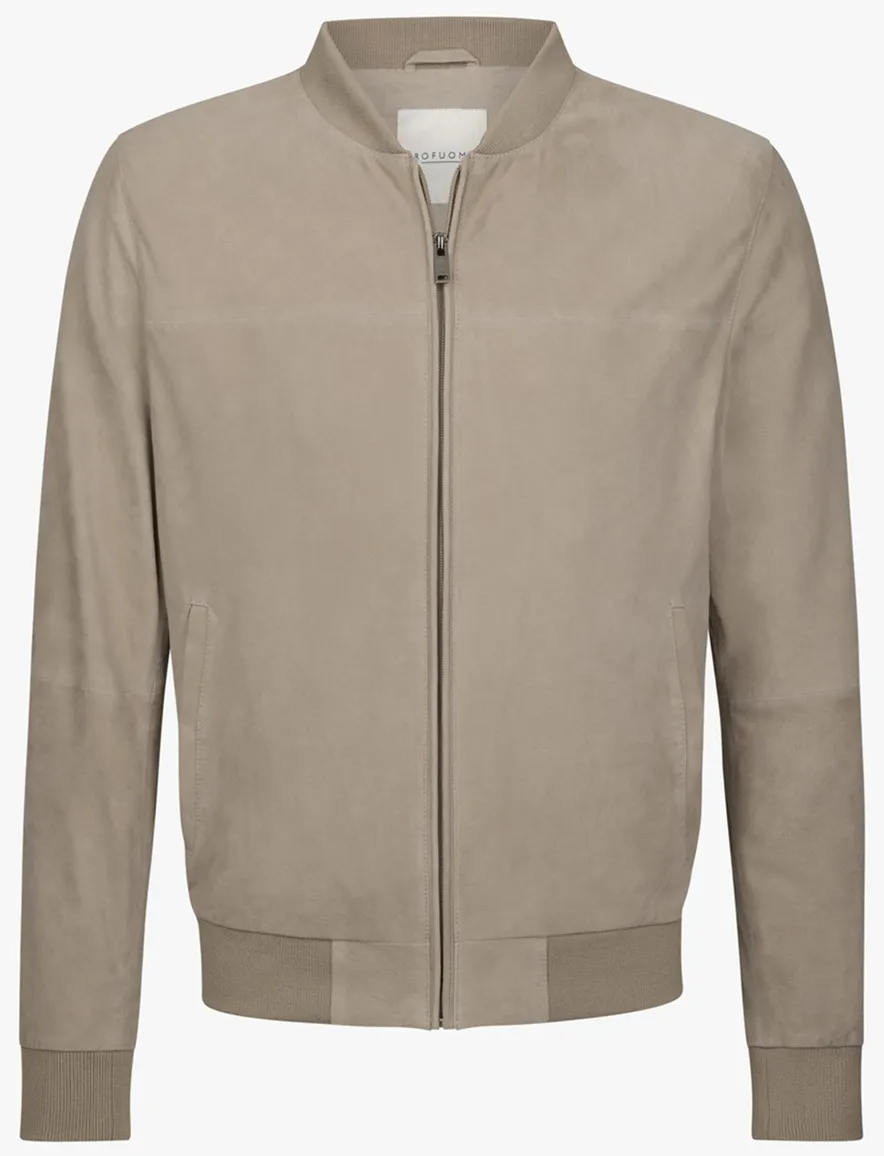 Profuomo beige suede jas Regular Fit