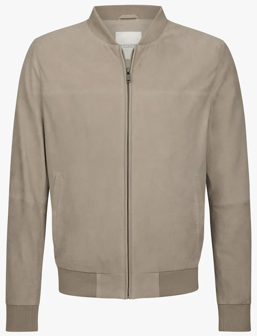 Profuomo Regular Fit jas beige suede