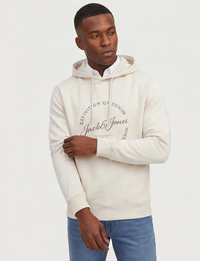 Jack & Jones Plus Size hoodie creme met opdruk