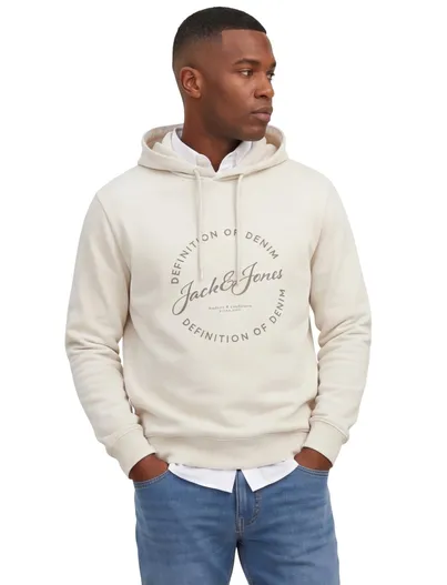 Jack & Jones Jack & Jones Plus Size hoodie creme met opdruk