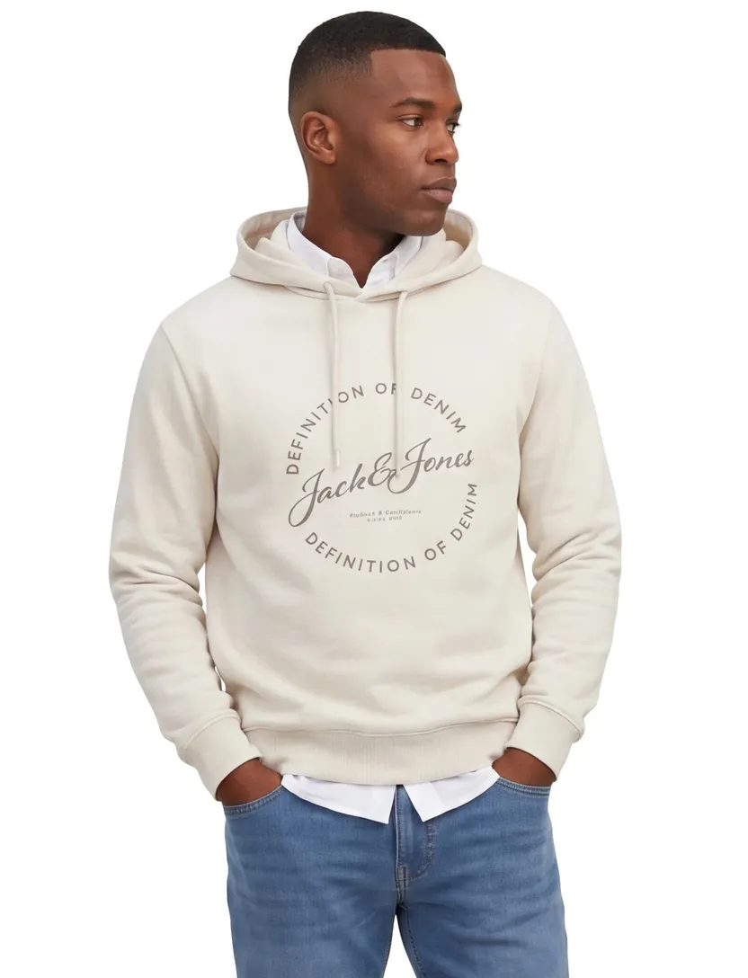 Jack & Jones Plus Size hoodie creme met opdruk