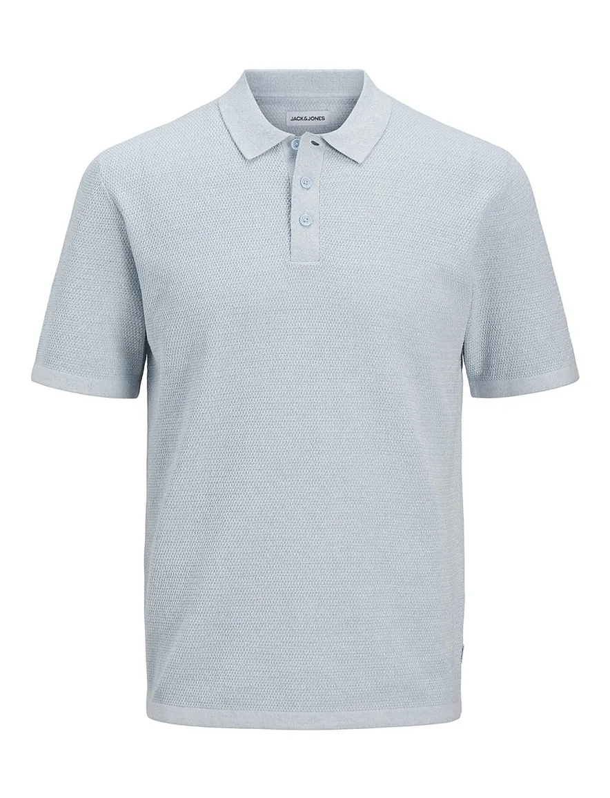 Jack & Jones polo lichtblauw gebreid Relaxed Fit