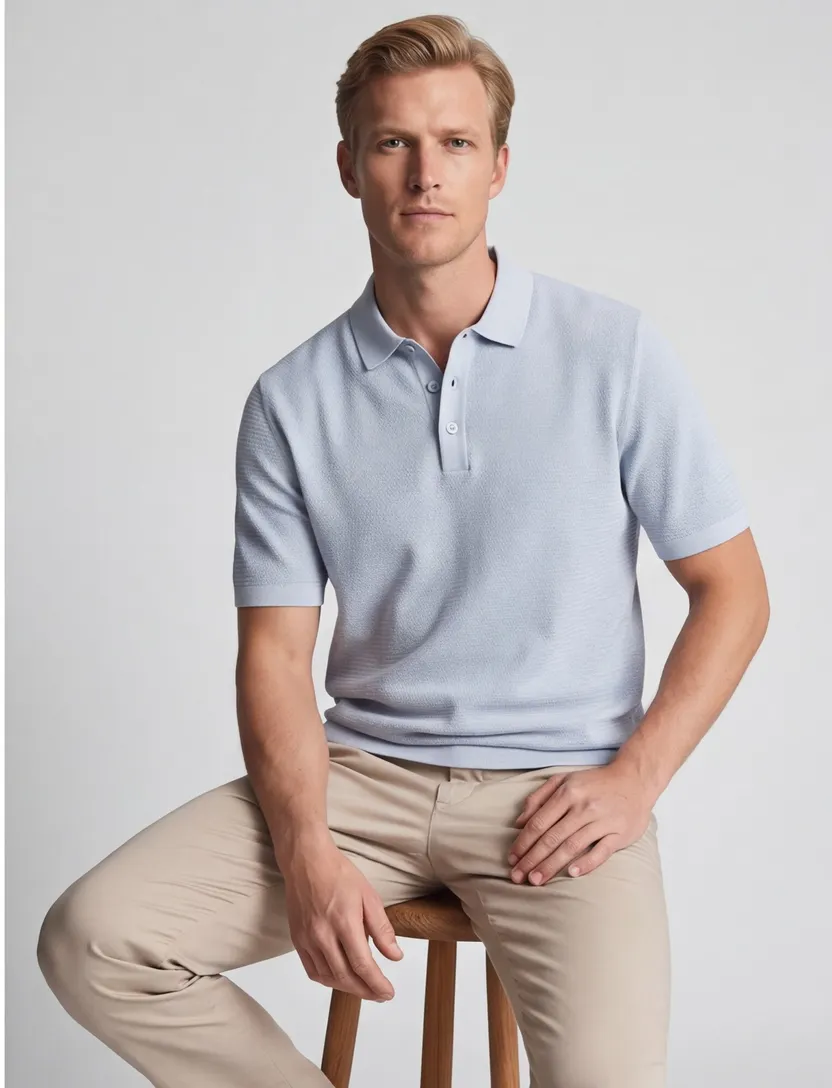 Lichtblauw poloshirt Jack & Jones Plus Size textuur